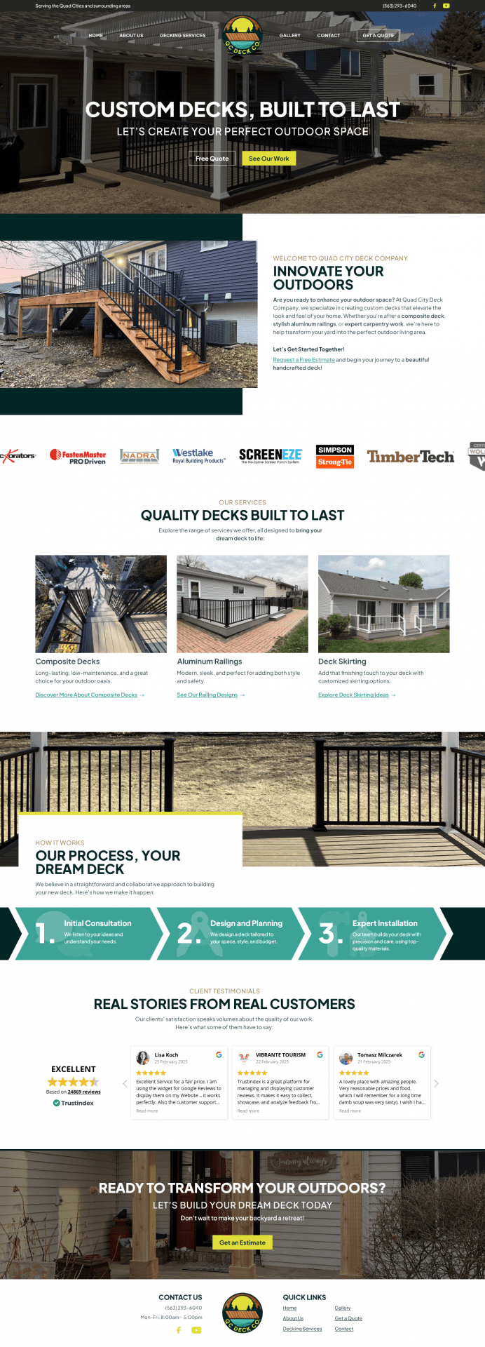 qc deck co homepage - Custom Web Design - Hampton, IL - Hampton Web Design
